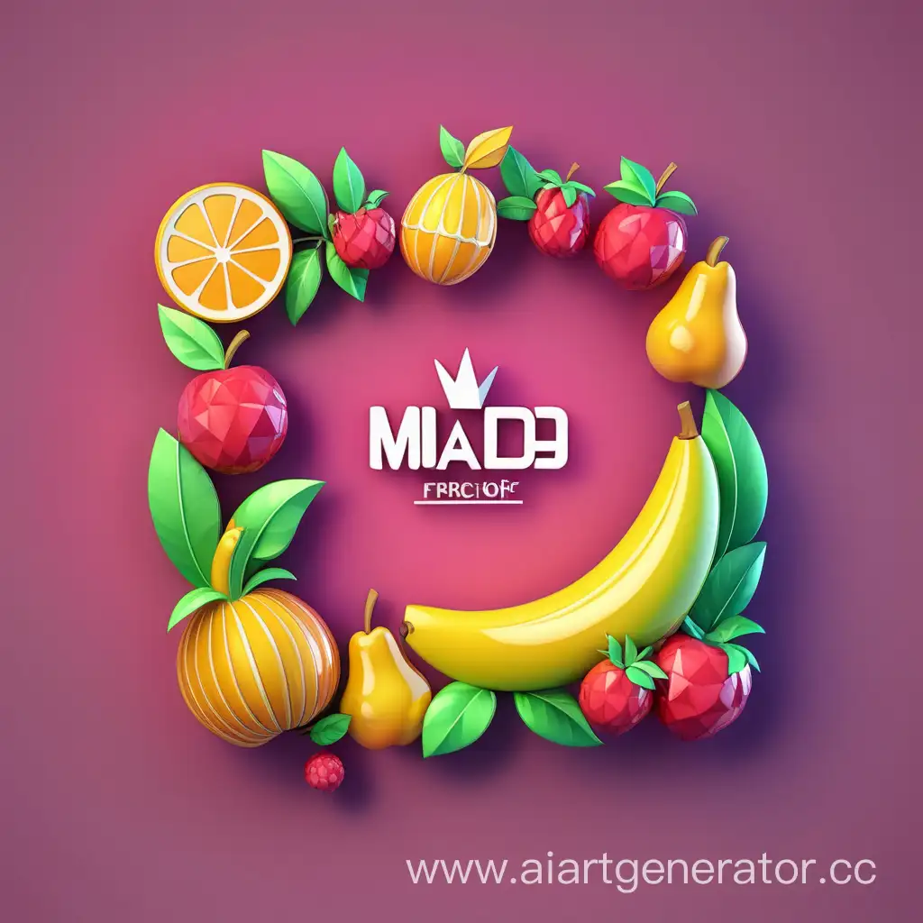 simple logo of 3D shining fruit frame. mad of fruit frame.
