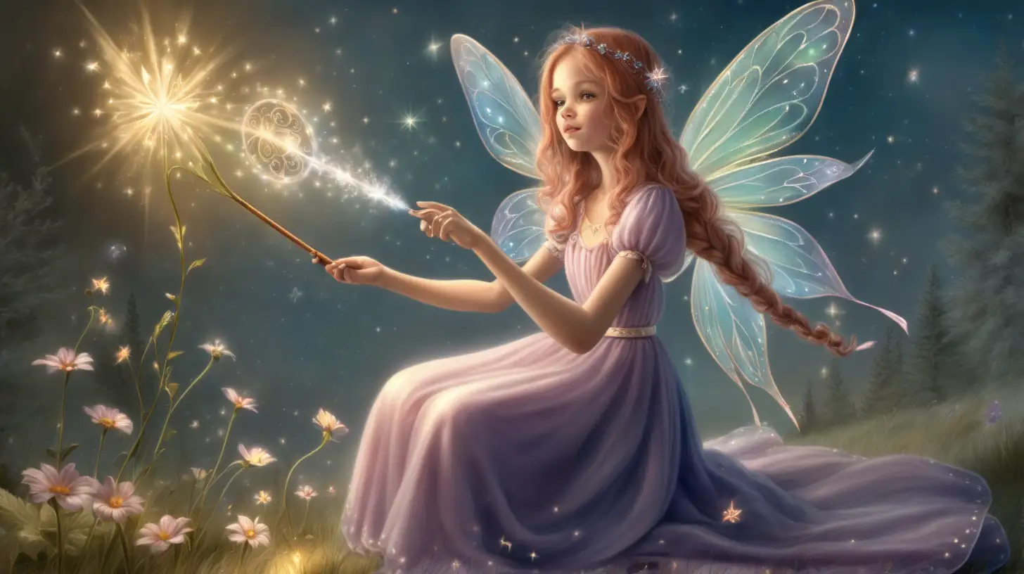 A Western fairy who grants her wish
I use a magic wand to conjure.

a gentle illustration of a fairy tale