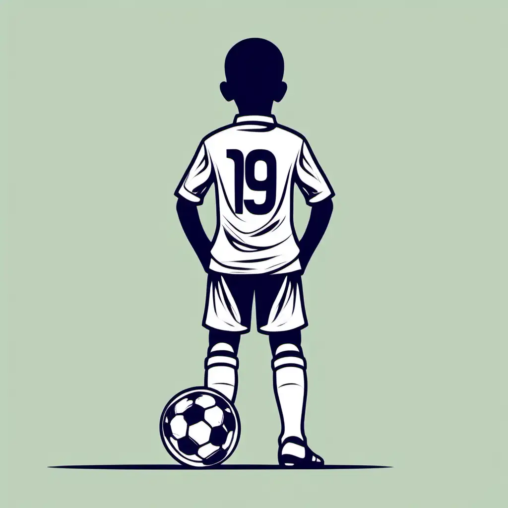 boy soccer player back, thick outline
