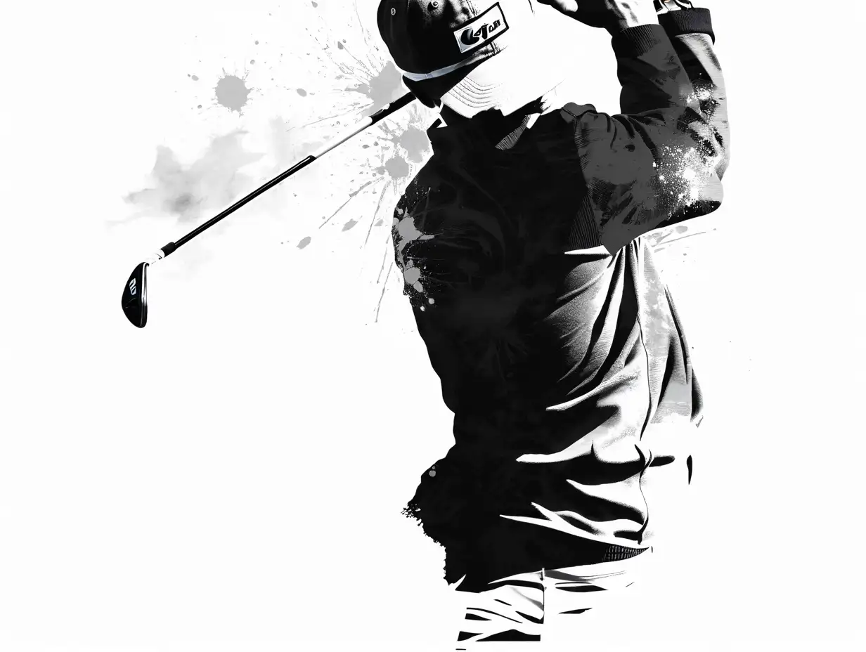 Grunge Art Golfers Back in Black and White