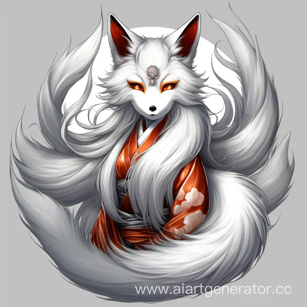 Enchanting-SilverFurred-Kitsune-with-Five-Tails-in-Elegant-Attire
