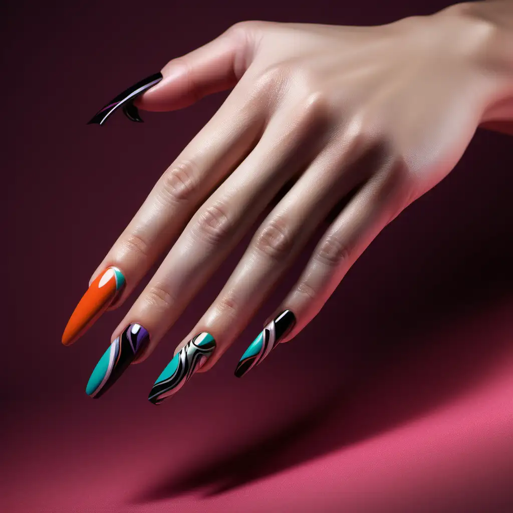 Vibrantly Manicured Nails Gracing an Artists Canvas