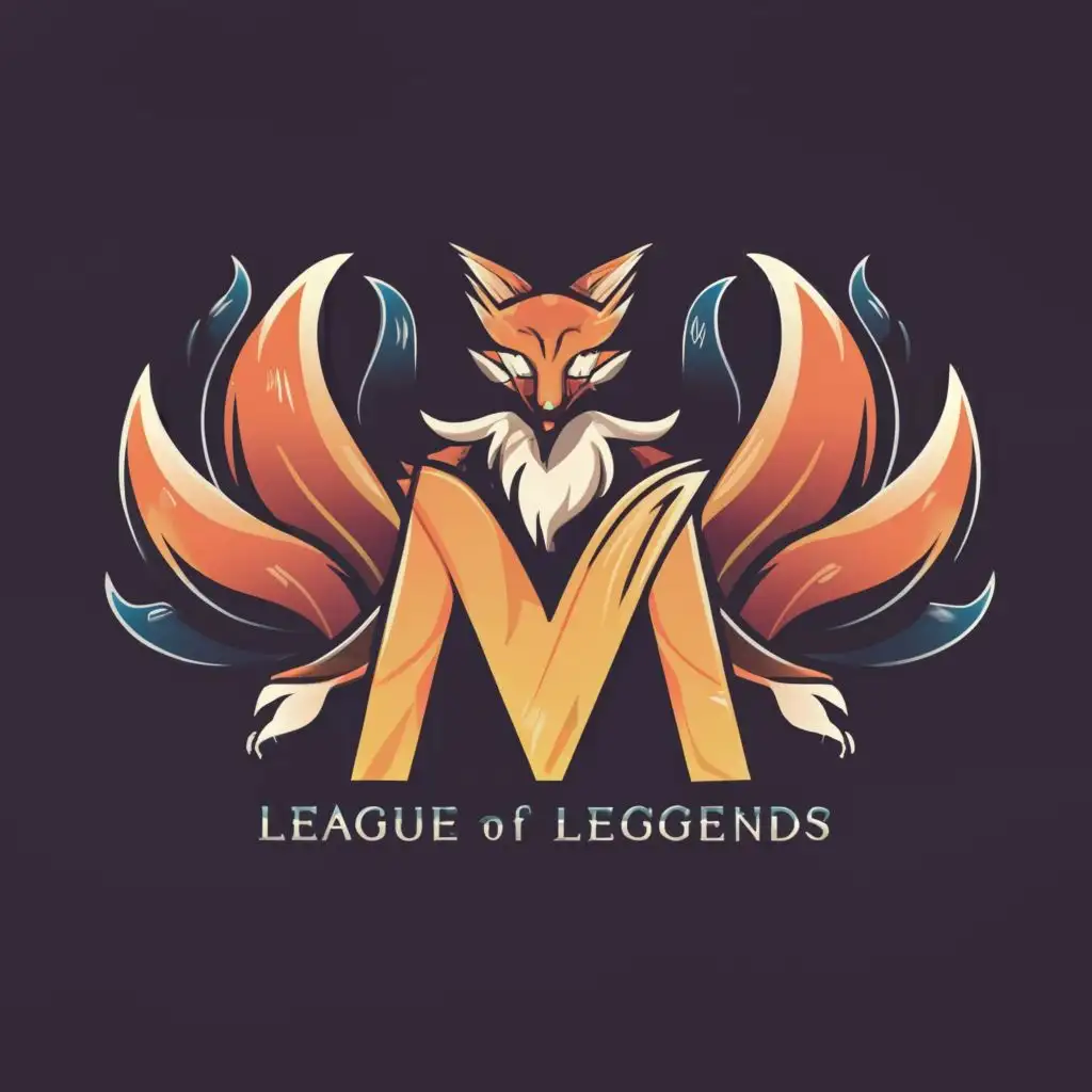 LOGO-Design-For-League-of-Legends-Ahri-NineTails-Fox-Mythical-Typography-for-Entertainment-Industry
