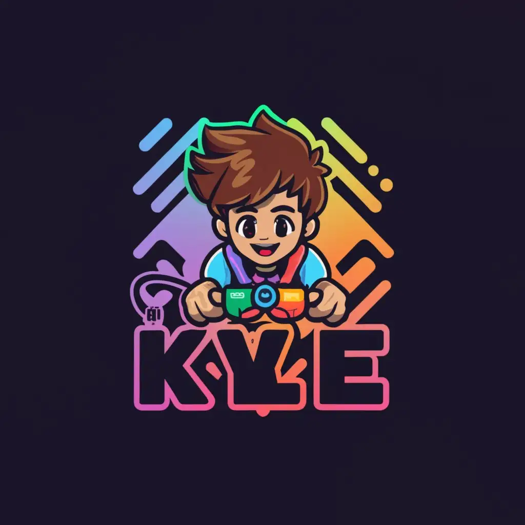 a logo design,with the text "Kyle", main symbol:boy, ps5,complex,be used in Entertainment industry,clear background