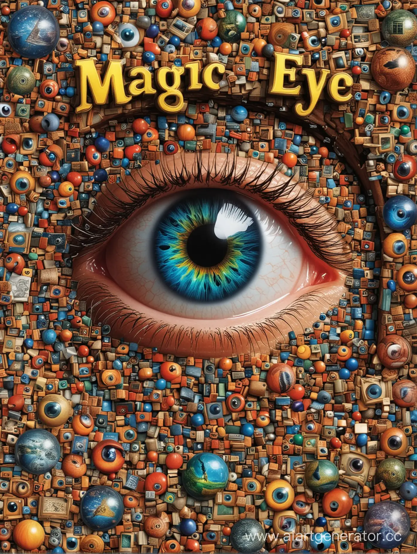 cover for book magic eye, 3d stereo pictures, hidden pictures
