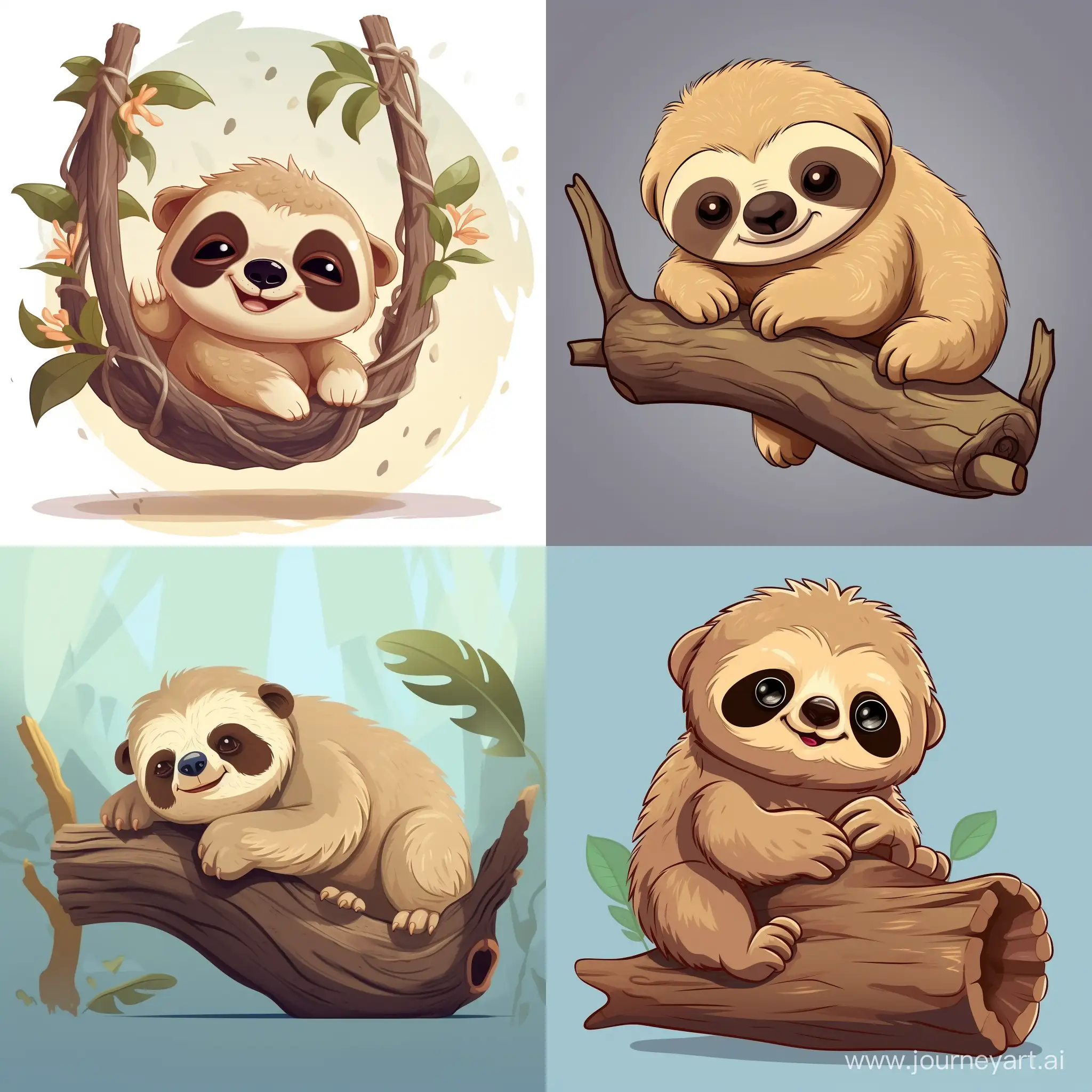 cute lazy sloth, in cartoon style
