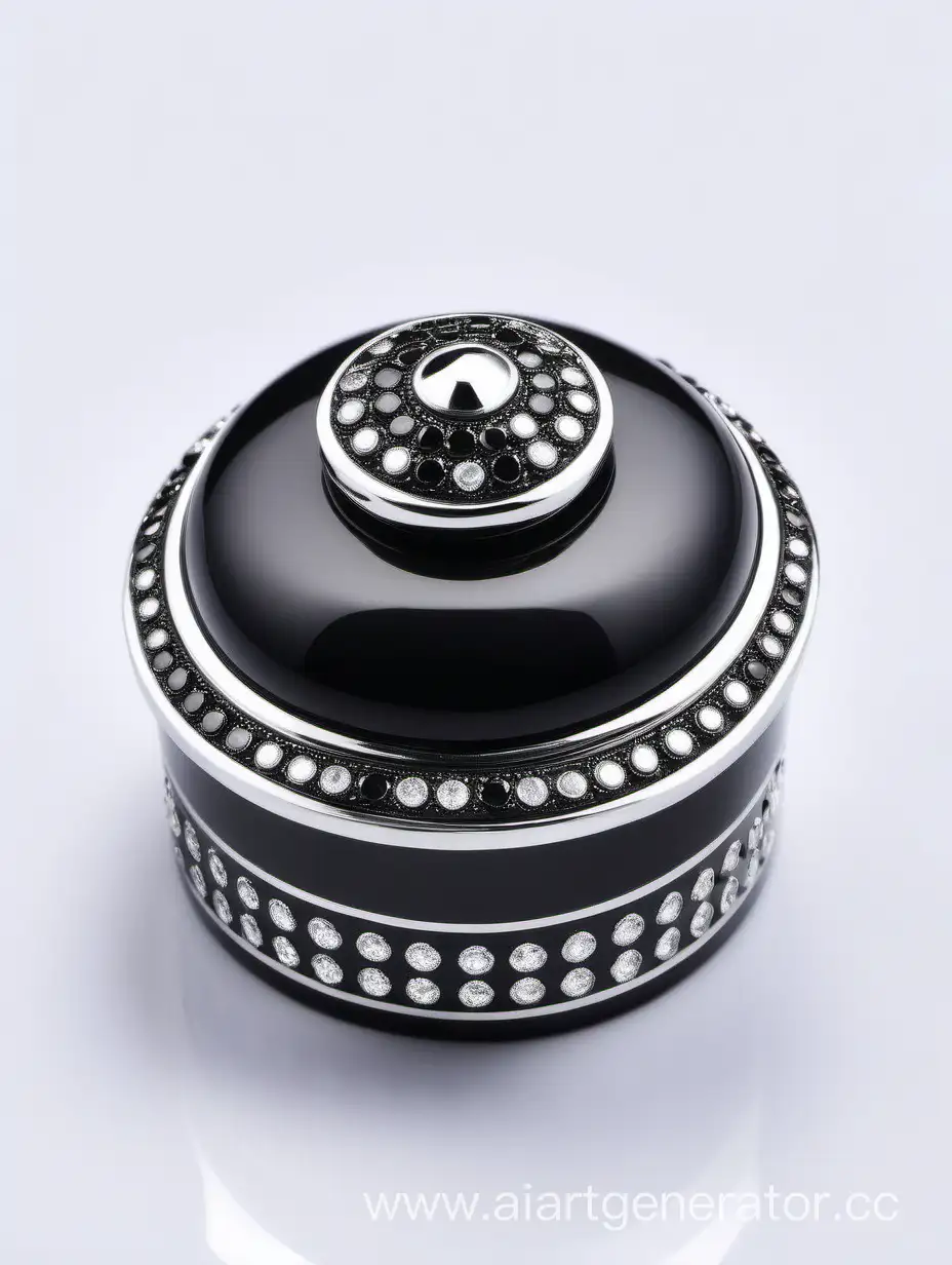 Zamac-Perfume-Ornamental-Long-Cap-with-Black-and-White-Round-Diamond
