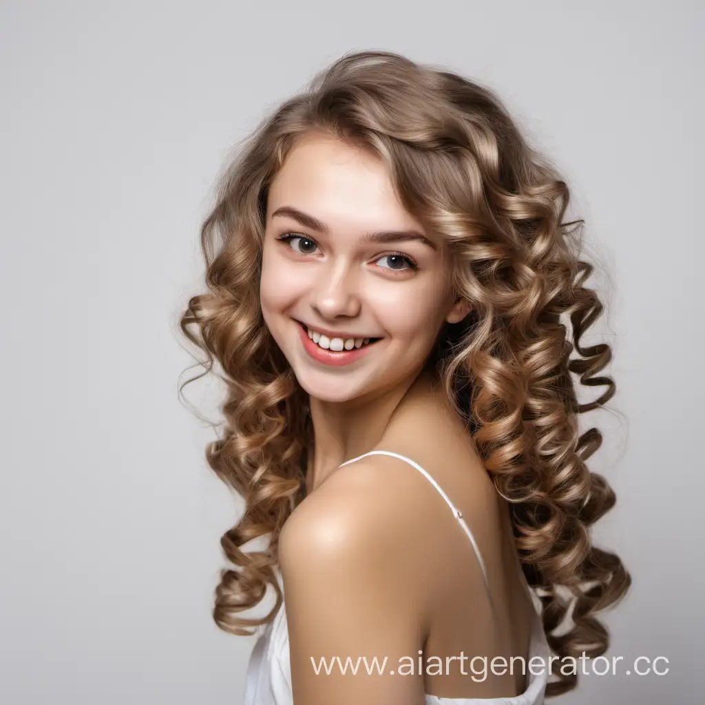 Smiling-Russian-Woman-with-Curled-Hair-in-Studio-Portrait