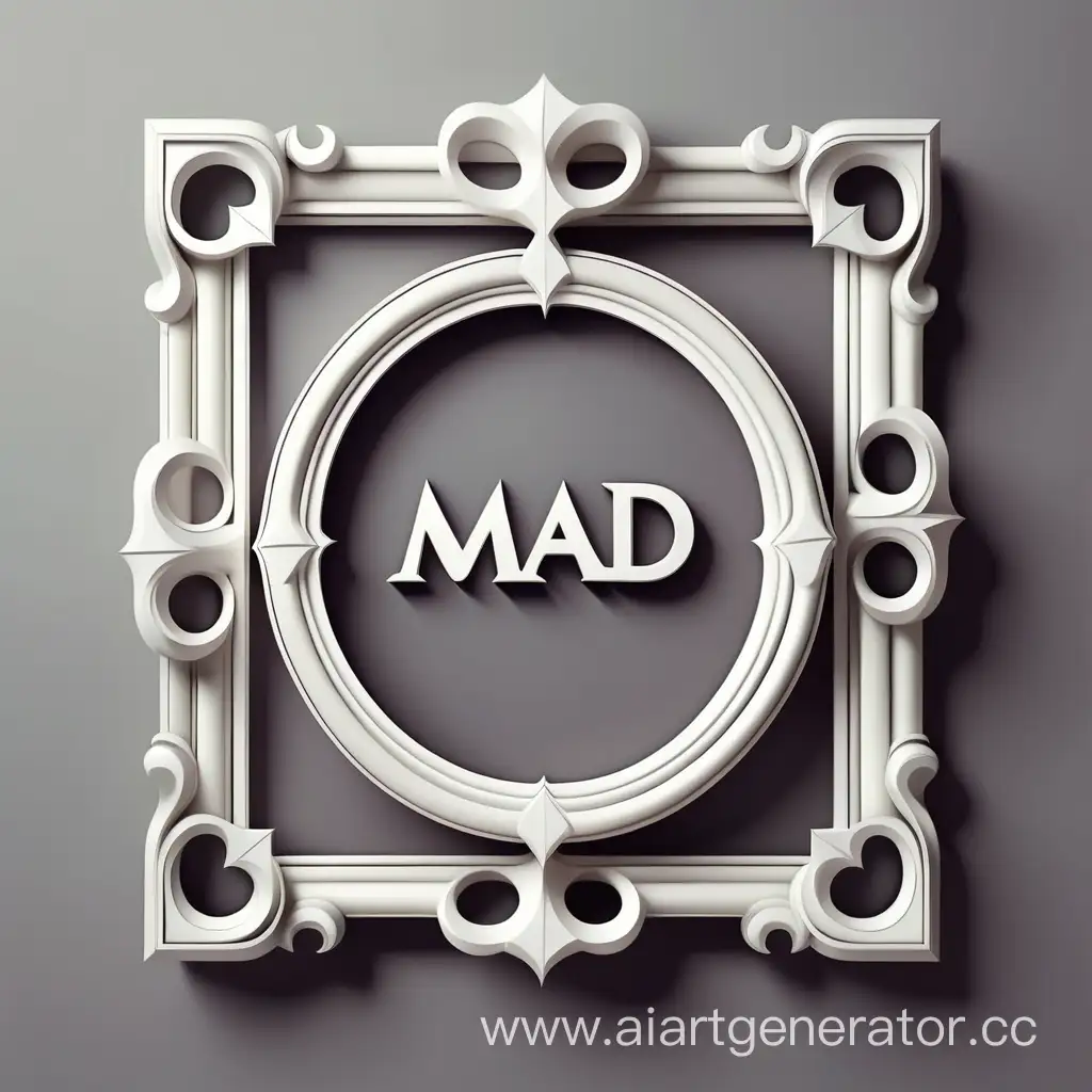 simple logo of 3D shining white vintage frame. mad of arigomi.