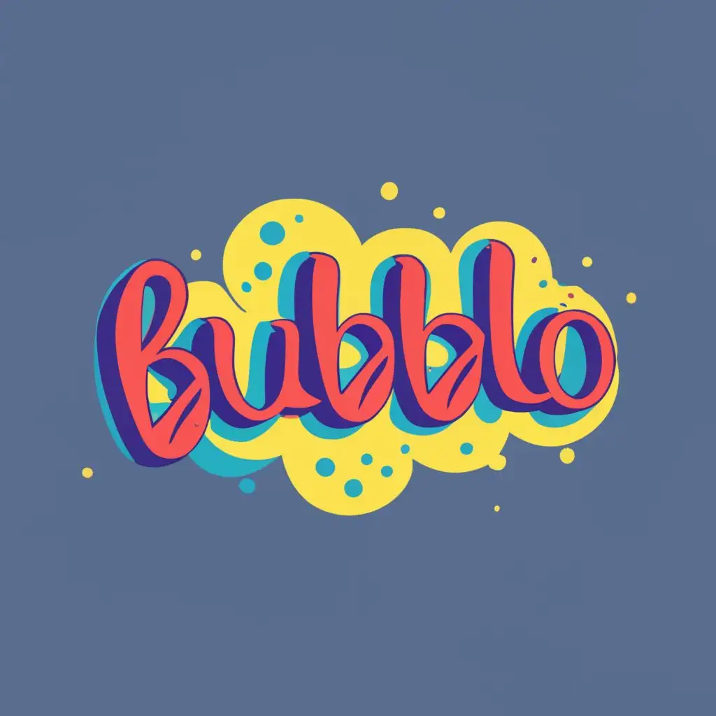 logo, bubbles, with the text "Bubblo", typography on a soda can