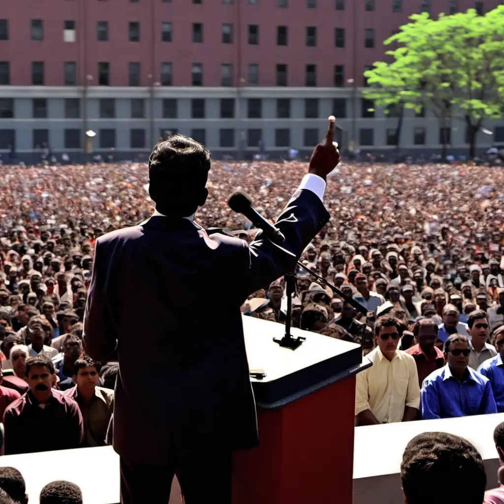 Pic of an intellectual person addressing a crowd