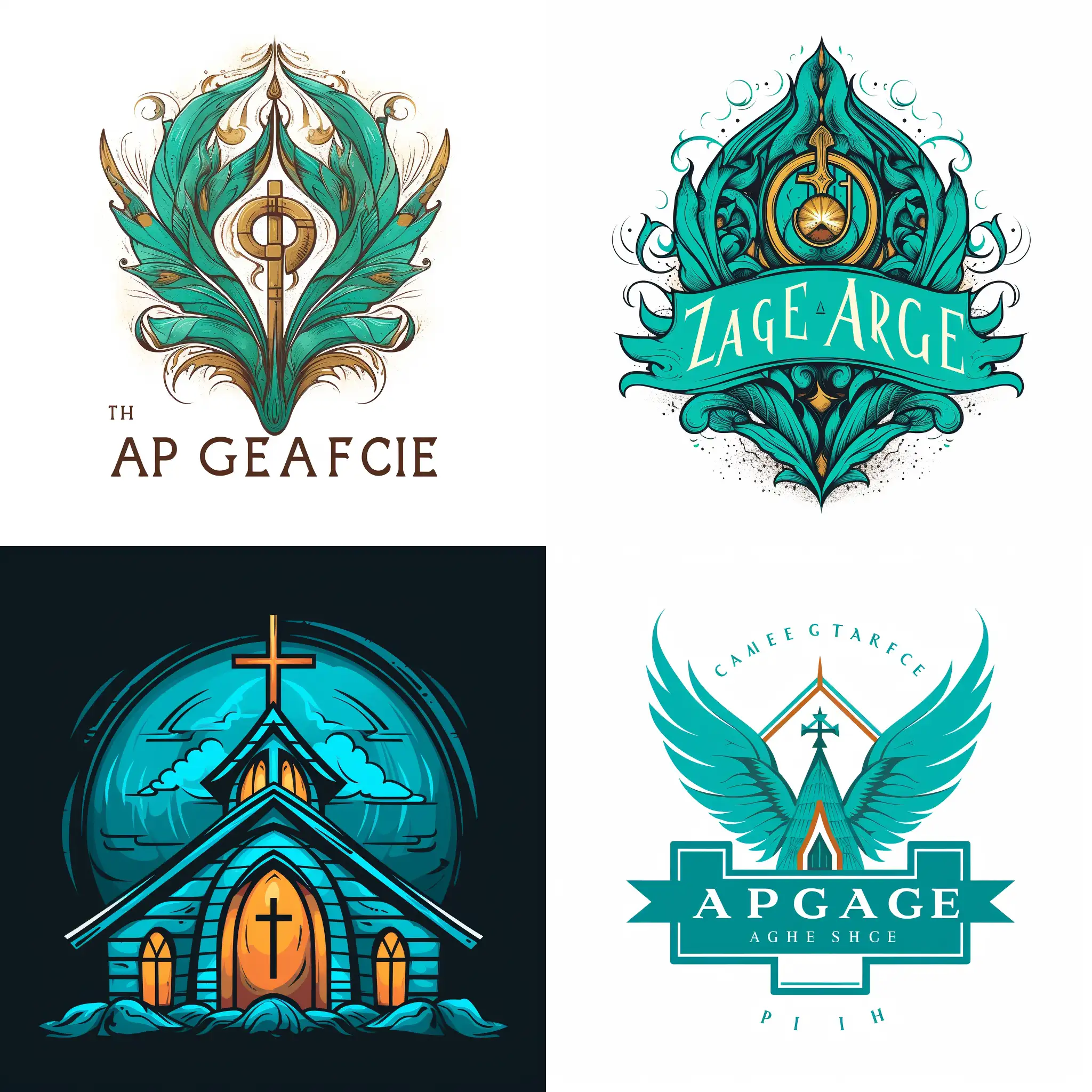 Turquoise-Agape-Church-Logo-in-Unusual-Style-11-Aspect-Ratio