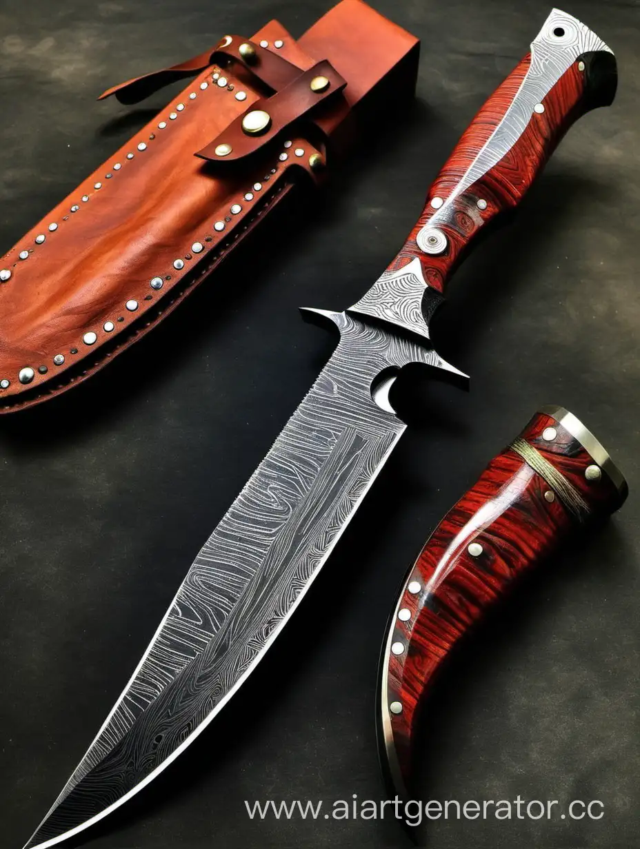 HandForged-Damascus-Steel-Survival-Bowie-Knife