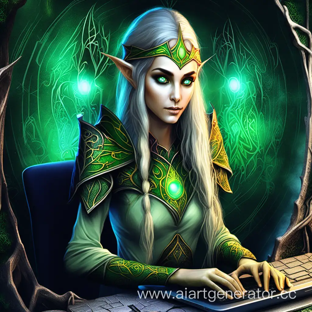 BrightEyed-Elven-Girl-Engaged-in-Computer-Play