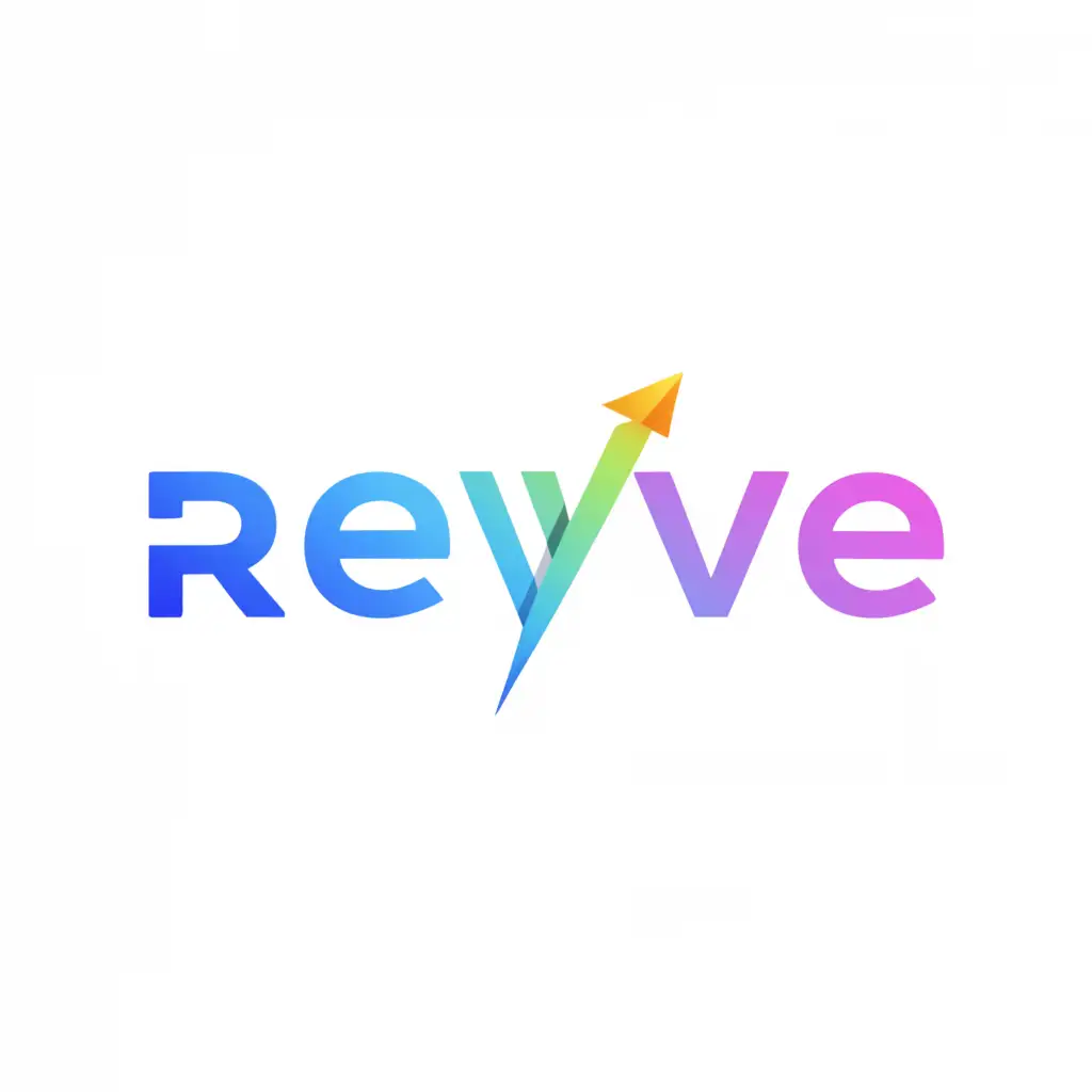 a logo design,with the text "Revive", main symbol:A sleek, upward arrow with vibrant colors to symbolize rejuvenation and renewal.,Minimalistic,be used in Events industry,clear background
