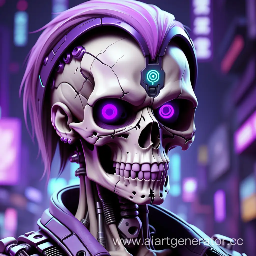 Purple-Skull-Portrait-in-Cyberpunk-Style
