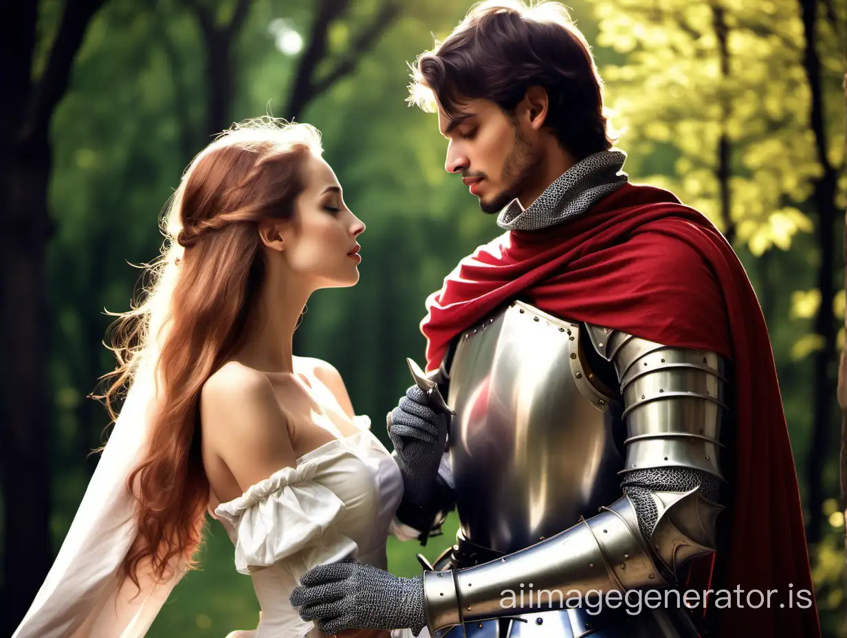 One enamored knight with a lady