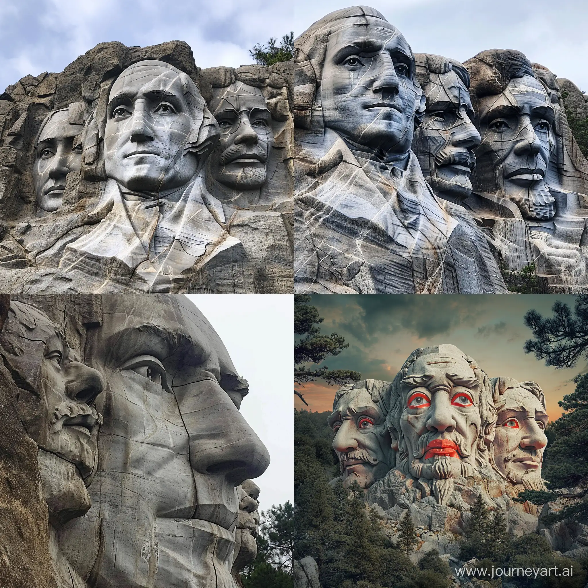 Art: Mount Rushmore, but add a Chinese face.