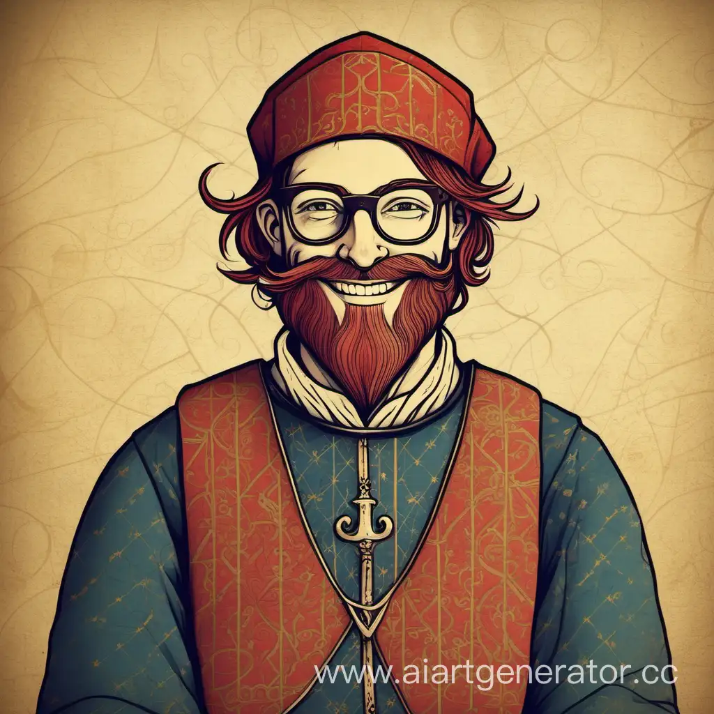 Smiling-Medieval-Hipster-in-Contemporary-Garb