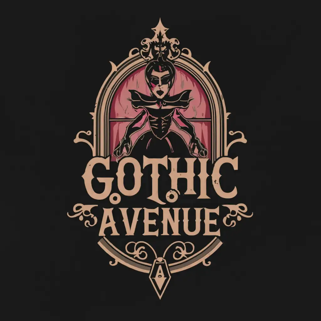 a logo design,with the text "Gothic Avenue", main symbol:Gothic , Gore with dress creepy,Moderate,clear background