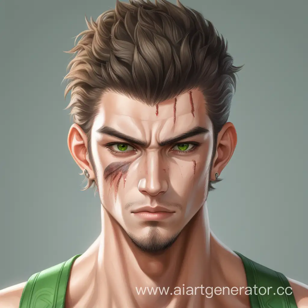 Tall-and-Muscular-Young-Man-with-Striking-Green-Eyes-and-Wounded-Ears