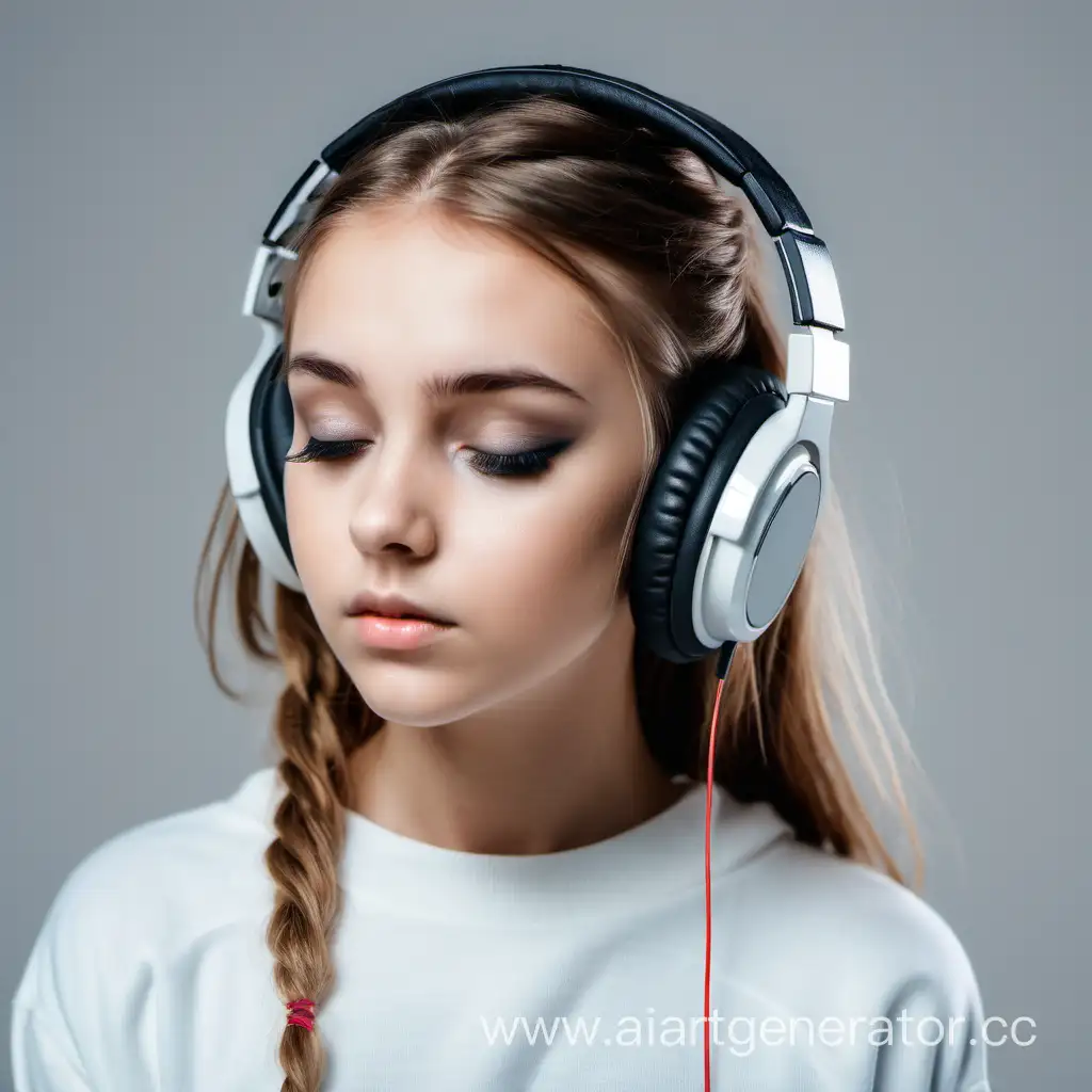 Stylish-Young-Woman-Listening-to-Music-in-Headphones