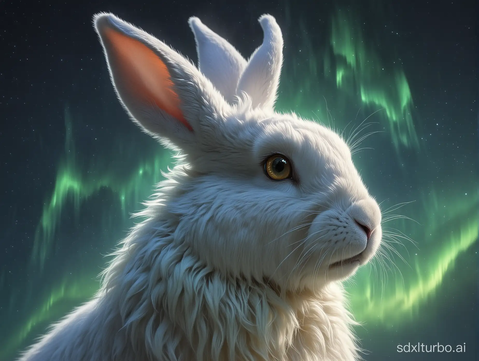 realistic, fantasy, magic, aurora rabbit