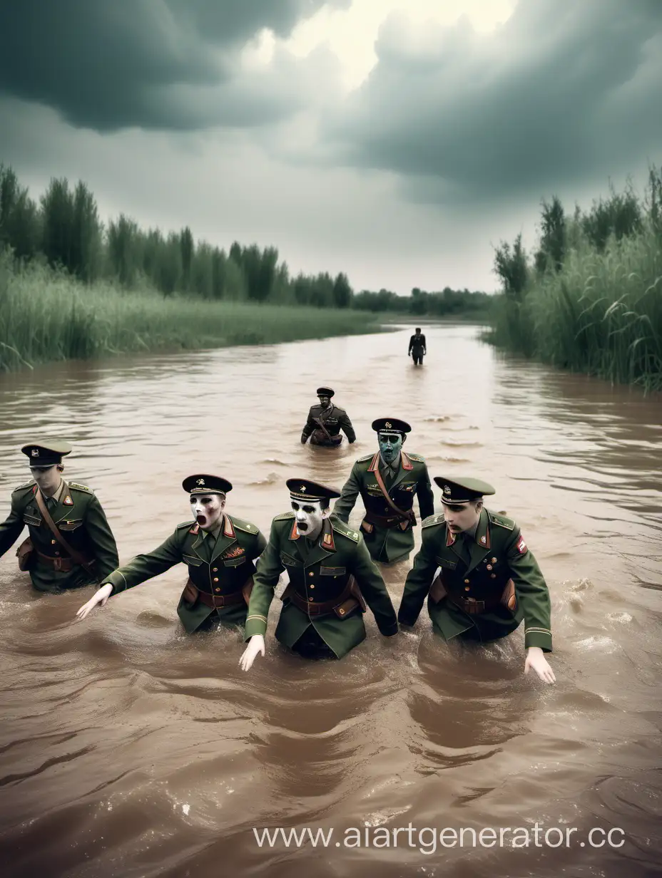 Переправа через реку армейский костюм  в плавь но несколько человек утануло 
Хорор стиль