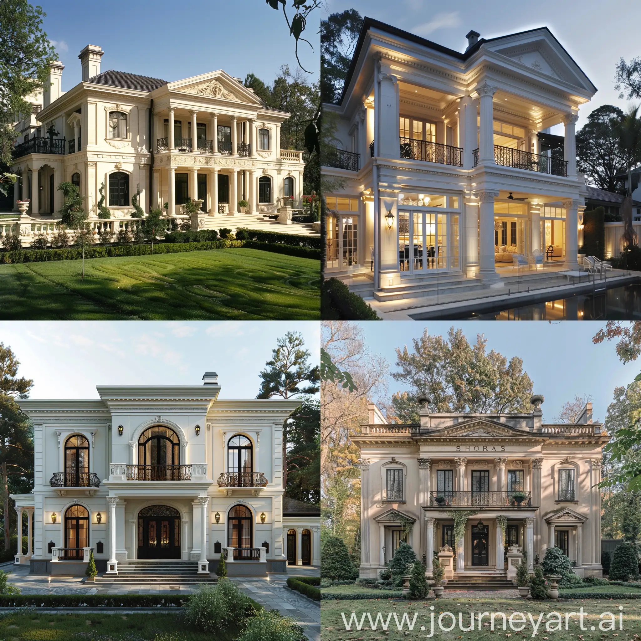 Elegant-Neoclassical-Architecture-with-Grand-Entrance-and-Ornate-Columns