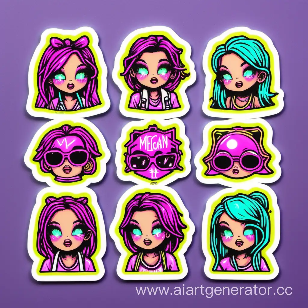 Vibrant-Neon-Stickers-Featuring-Megan-the-Stylish-Girl