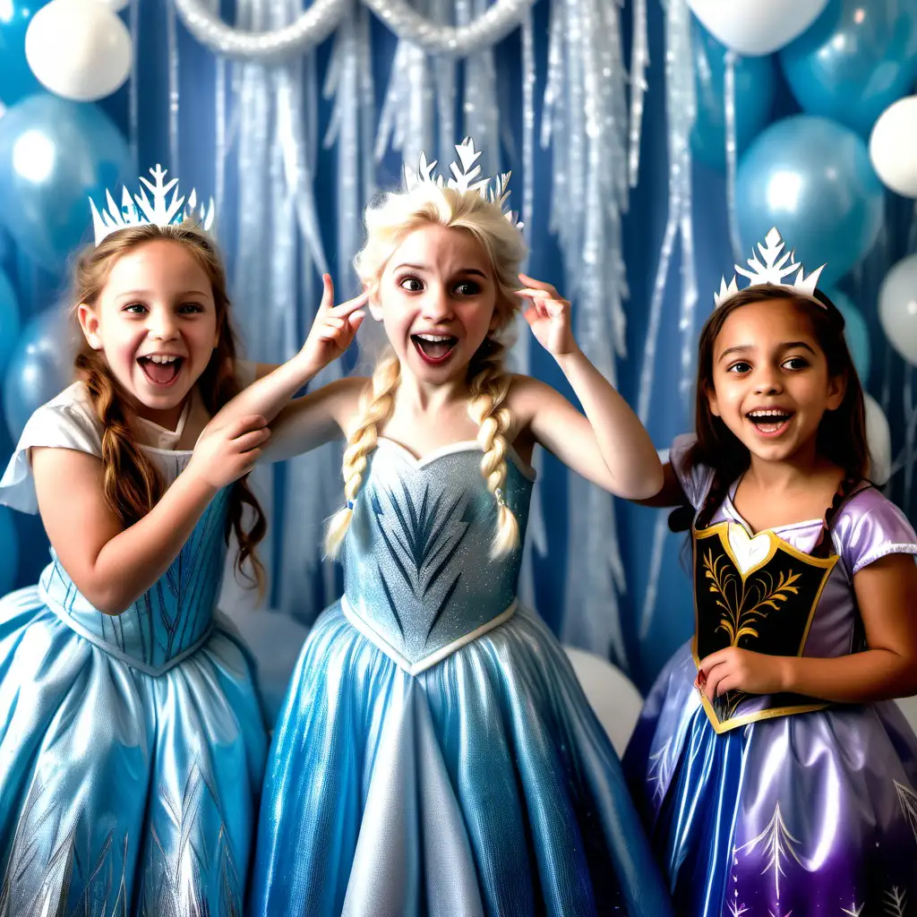 girls having fun at frozen movie themed party age 5 to 7