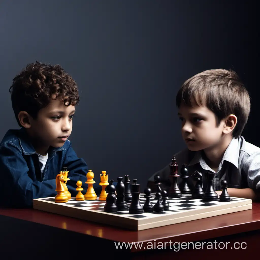 Ктото играет с мальчиком в шахматы  цветное 
