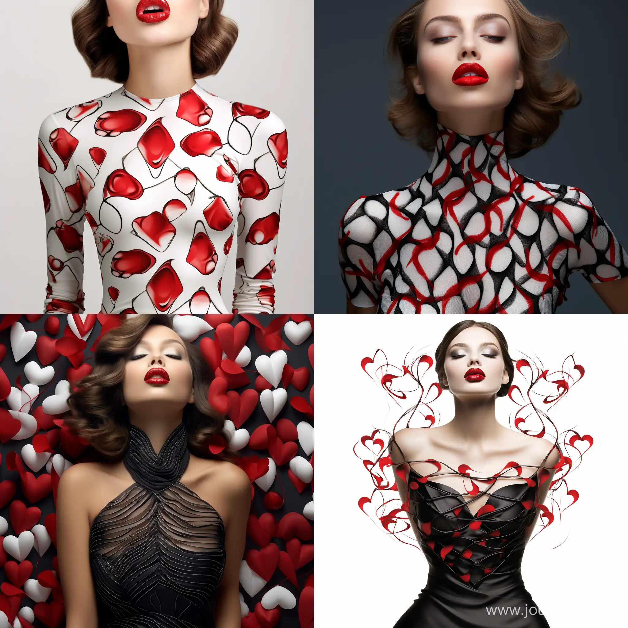 طراحی لباس با طرح بوسه و رژ لب های قرمز