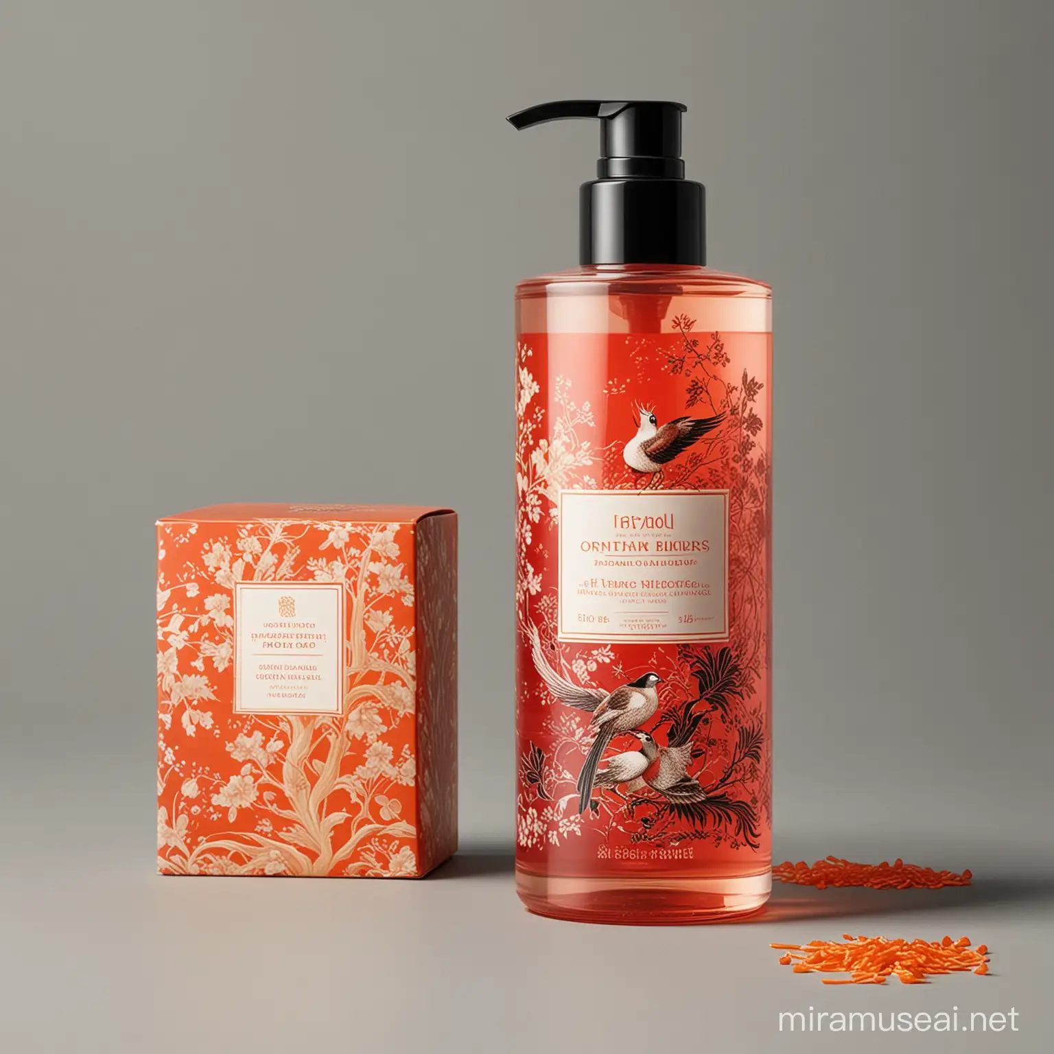 Oriental Hundred Birds Paying Homage to the Phoenix Shower Gel and Packaging Design