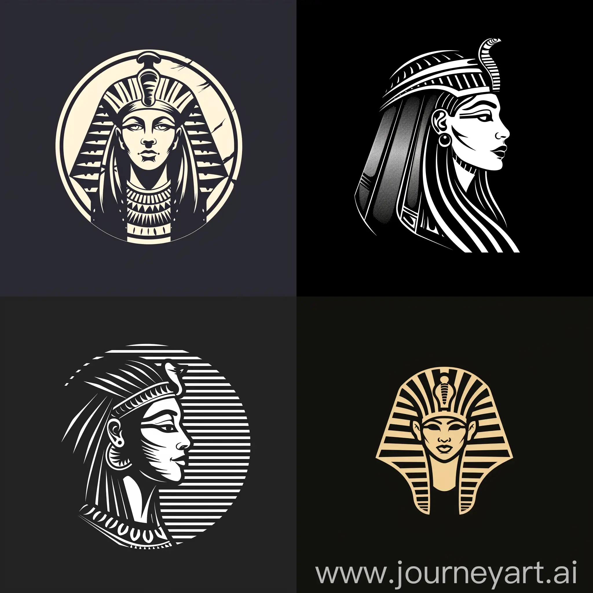 Minimalistic and halftone logo design of Cleopatra, in vector style, high quality detailed