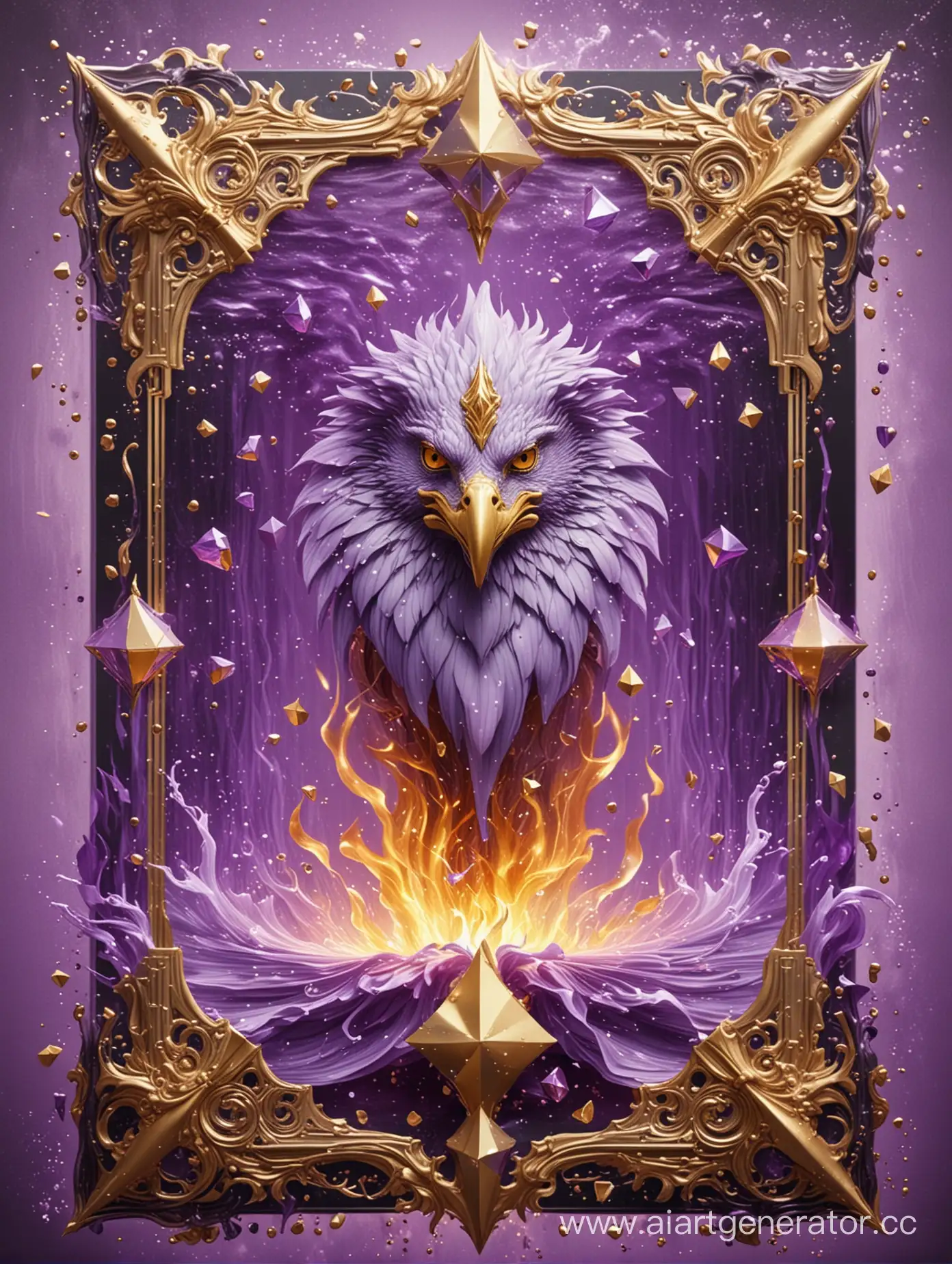 Futuristic-Geometric-Fire-and-Water-Tarot-Card-with-Golden-Griffin-Heads