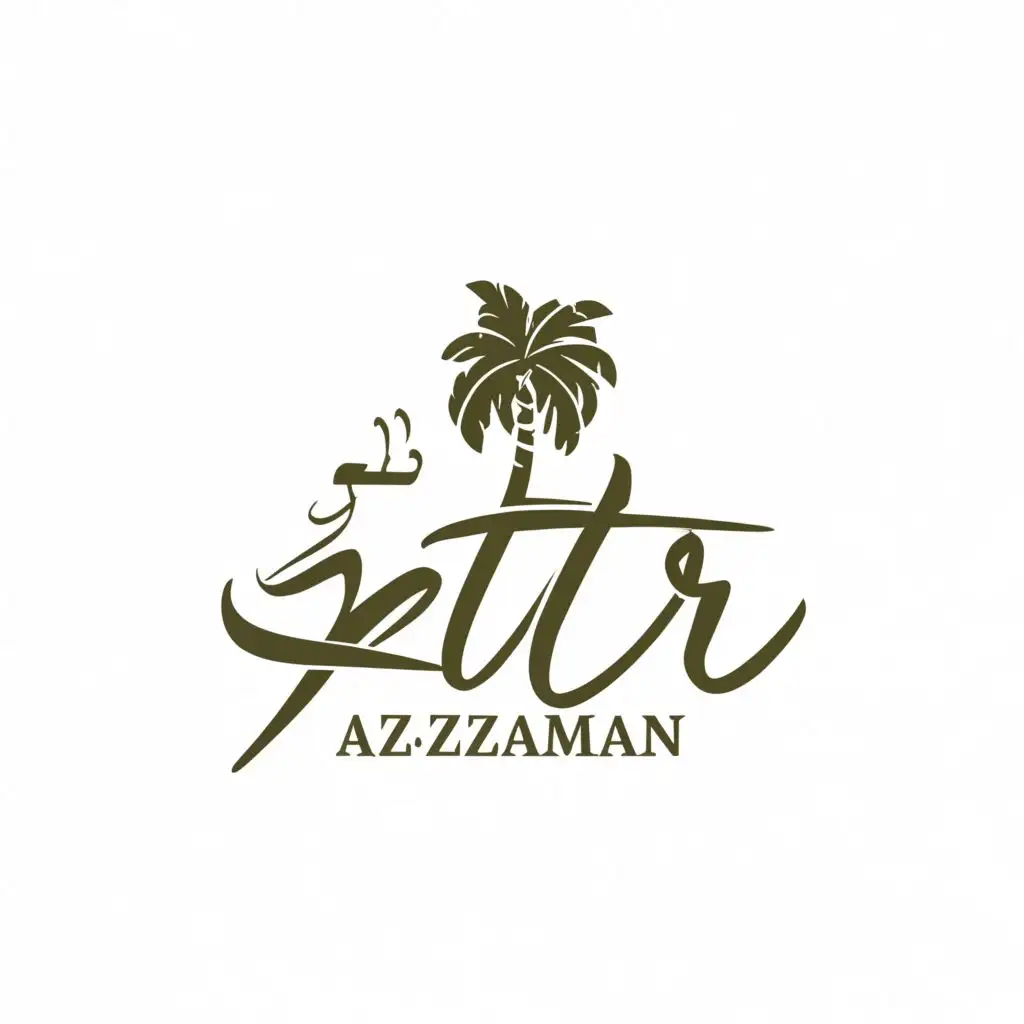 a logo design,with the text "Atr Az-Zaman", main symbol:palm tree,Moderate,be used in Religious industry,clear background