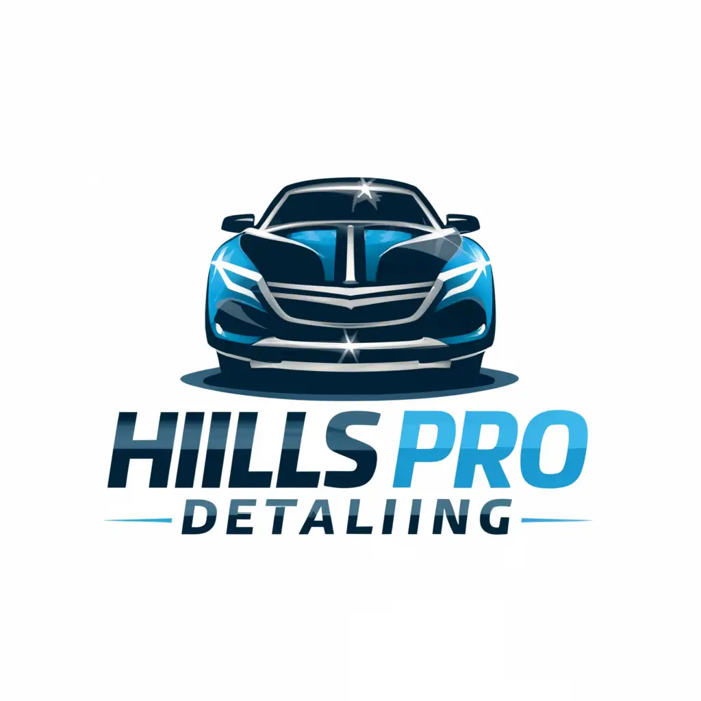 a logo design,with the text "Hills Pro Detailing", main symbol:car,complex,clear background