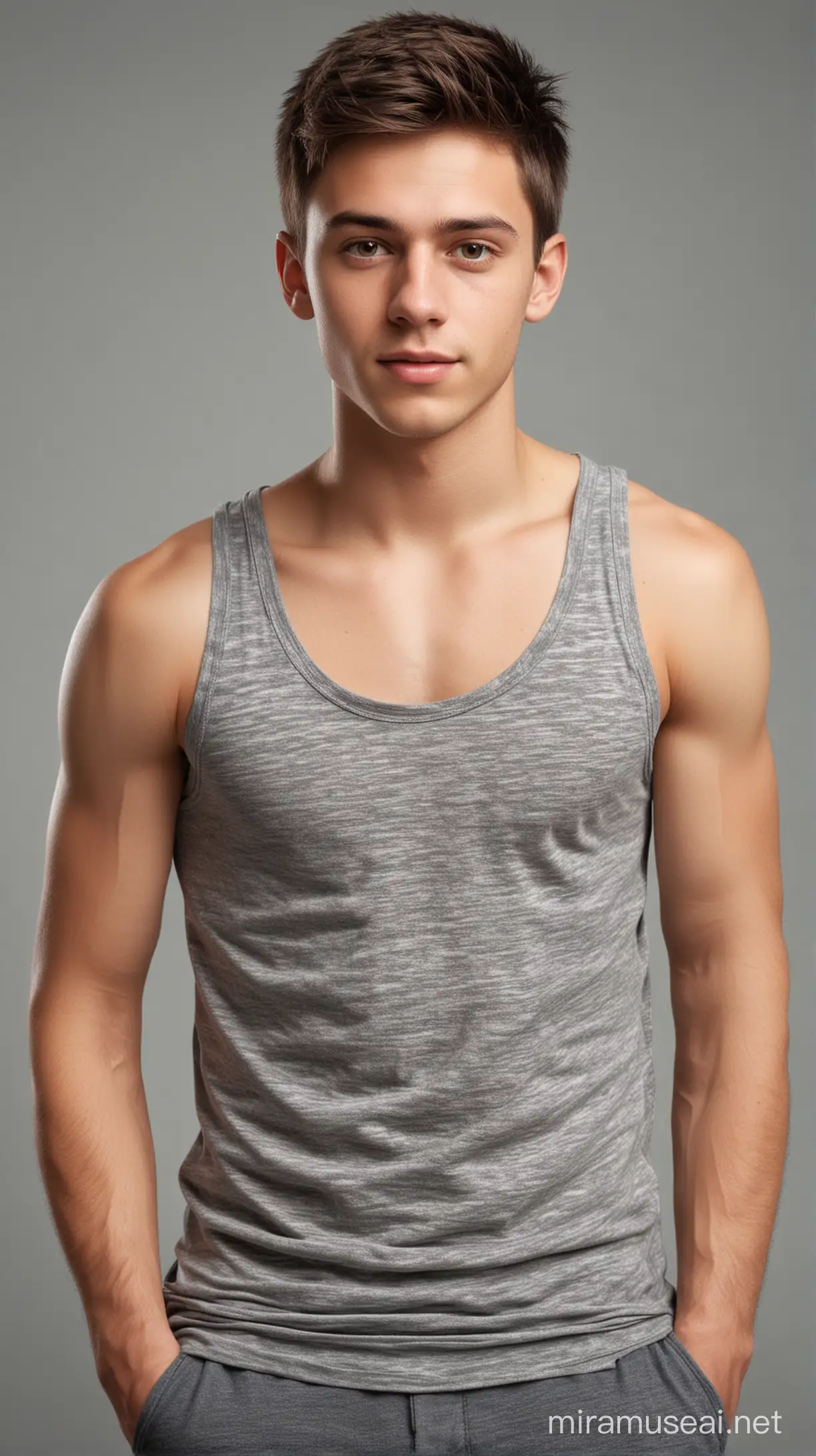 Youthful Man in Casual Tank Top Realistic Digital Art