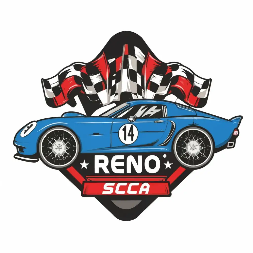 logo, race car, with the text "Reno SCCA", typography, be used in Entertainment industry