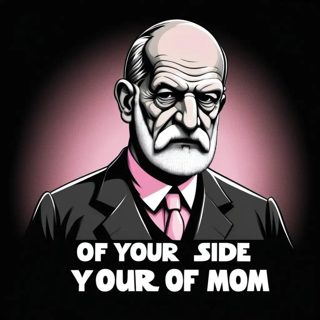 Funny Cartoon Sigmund freud. Dark side of your mom. Use only pink black white