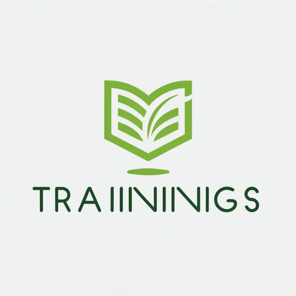 a logo design,with the text "Trainings", main symbol:learning, green,Moderate,be used in Education industry,clear background
