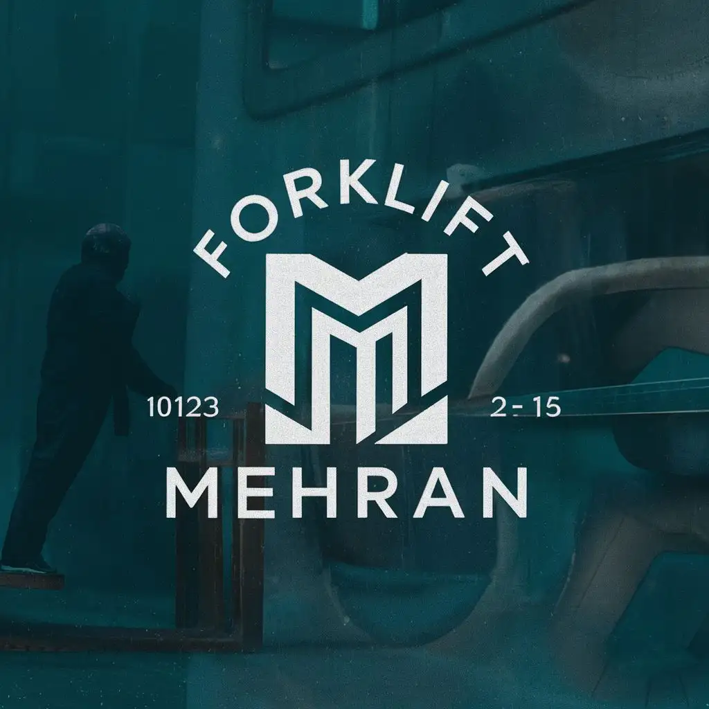 logo, Ms, with the text "forklift mehran", typography