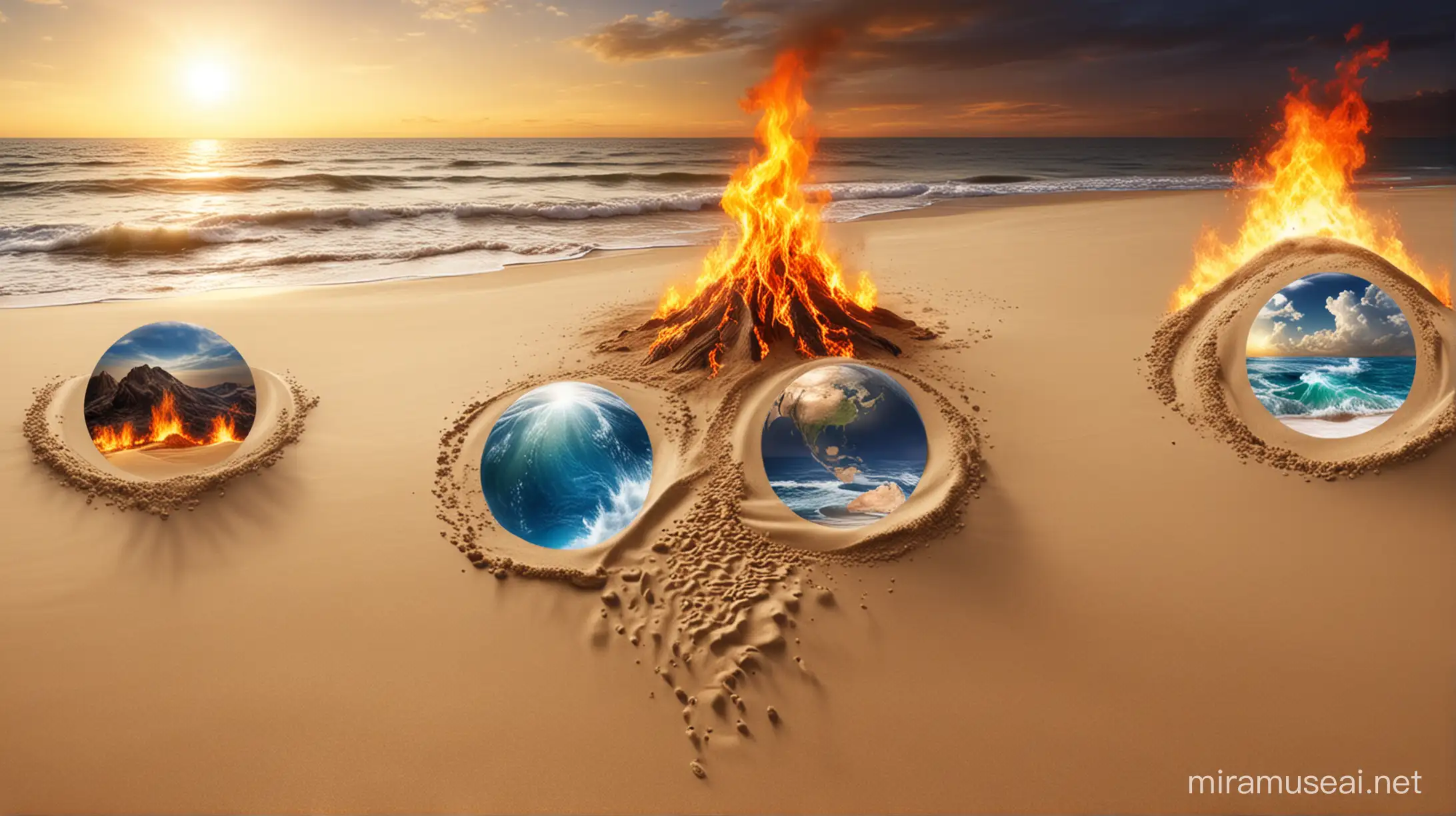 Total world made up of five elements that is sand,water,fire,air,space