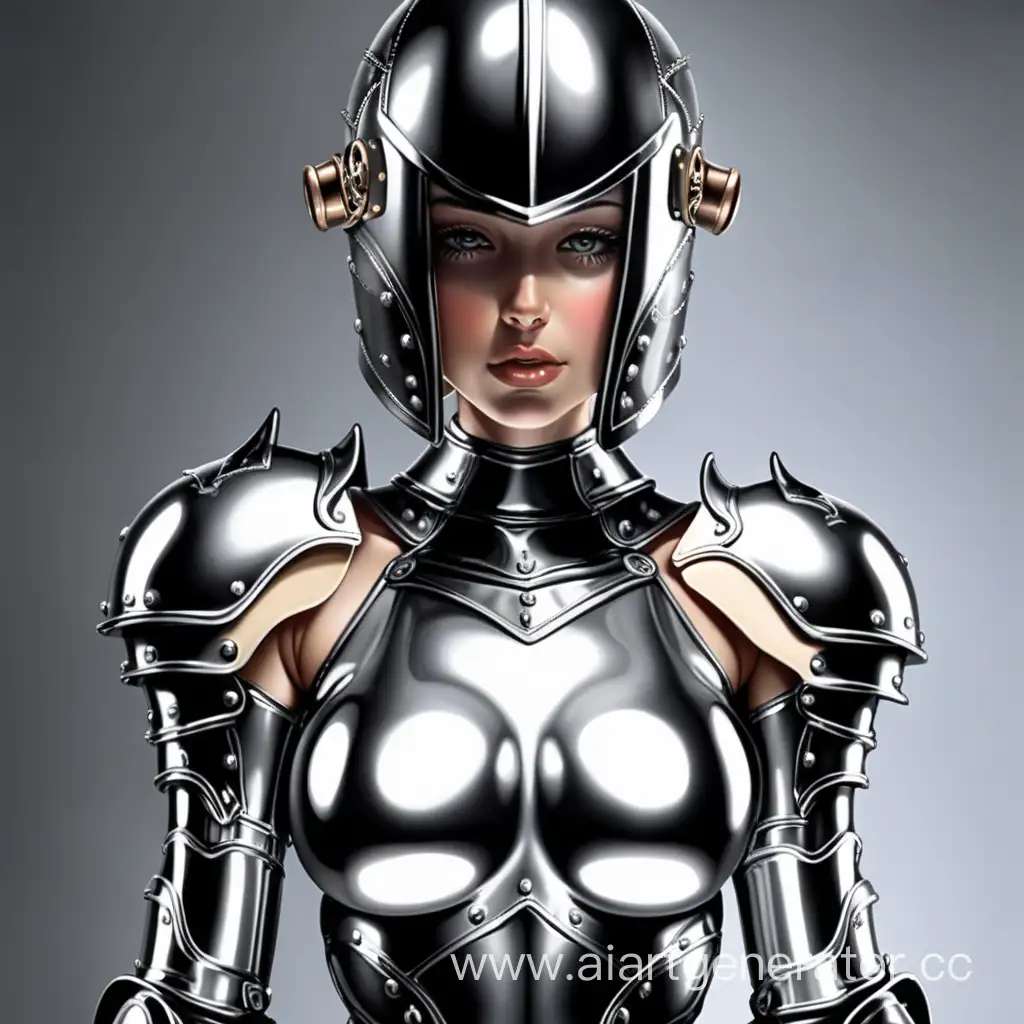 Cute-Style-Latex-Girl-Knight-in-Shiny-Armor