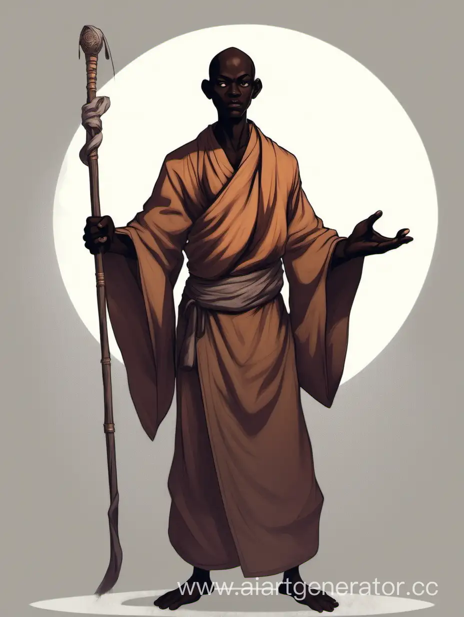 Young-DarkSkinned-Monk-Leaning-on-Staff