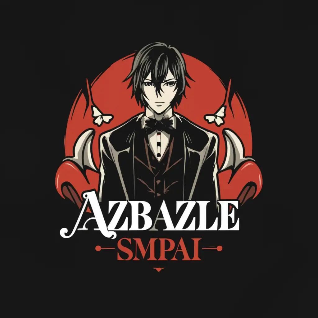 a logo design,with the text "AZAZELE_SEMPAi", main symbol:anime dark butler Sebastian,Moderate,clear background