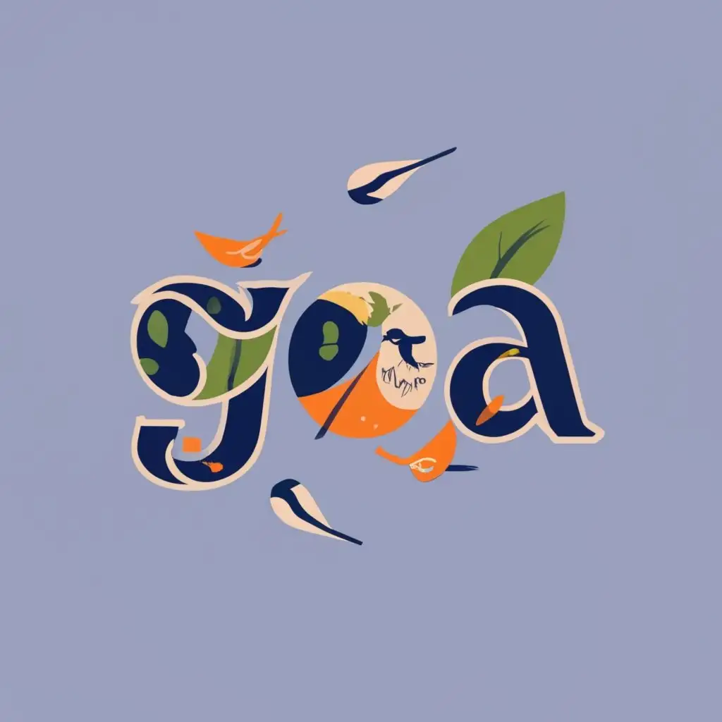 logo, inner leaves, birds, sky, with the text "GOA", typography