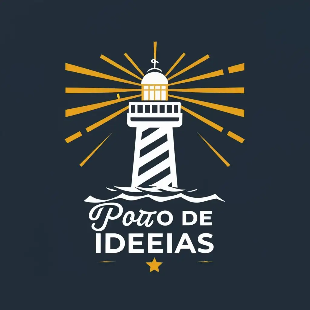 logo, Lighthouse, with the text "PORTO DE IDEIAS", typography, be used in Legal industry