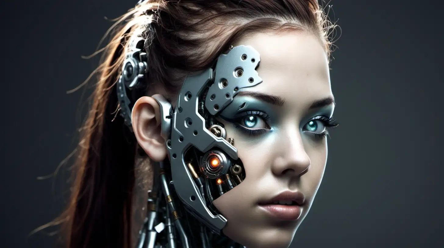 Beautiful Cyborg Woman with Striking Cyborg Features